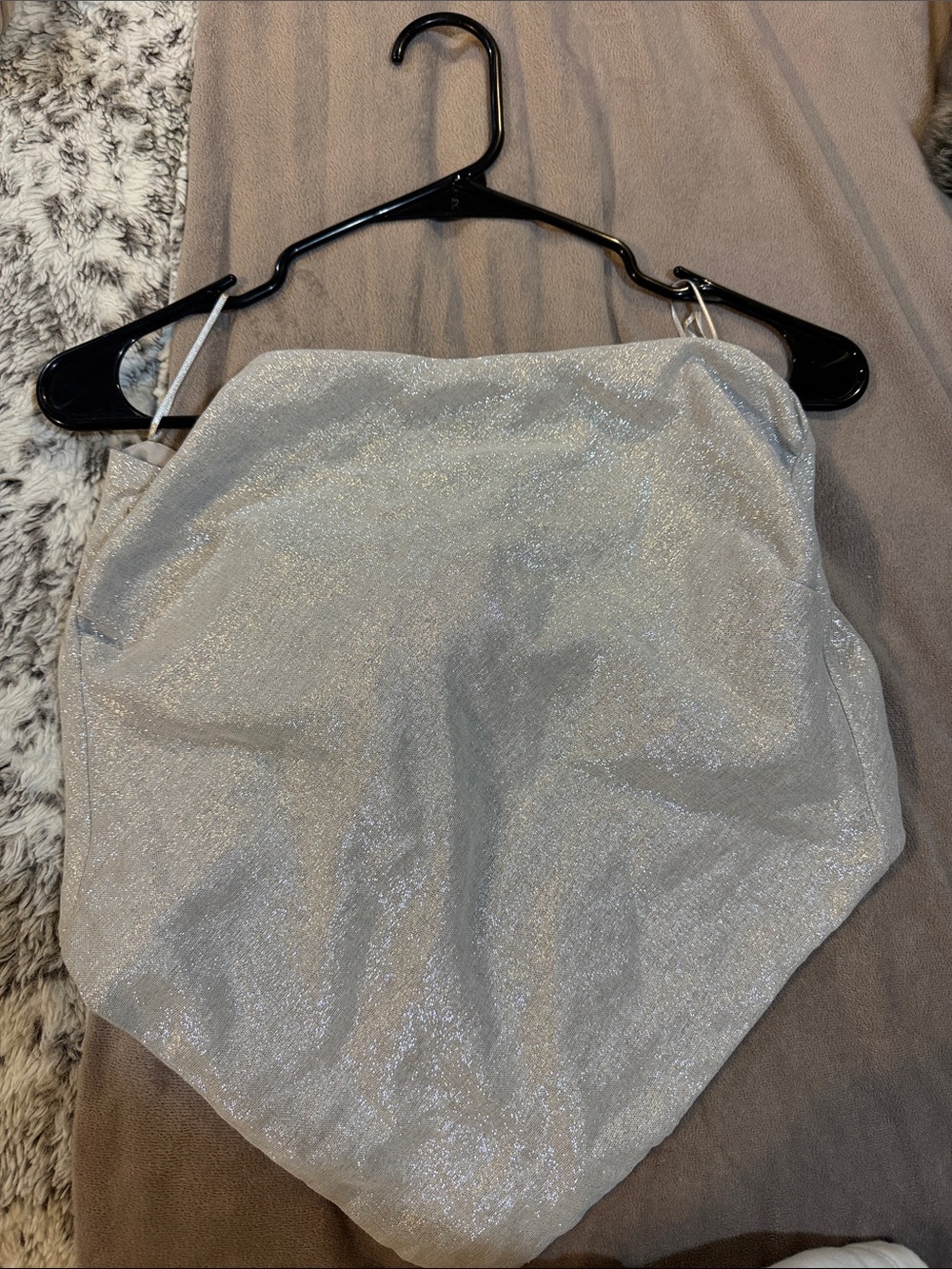 Zara Silver Sparkle Strapless Scarf Top